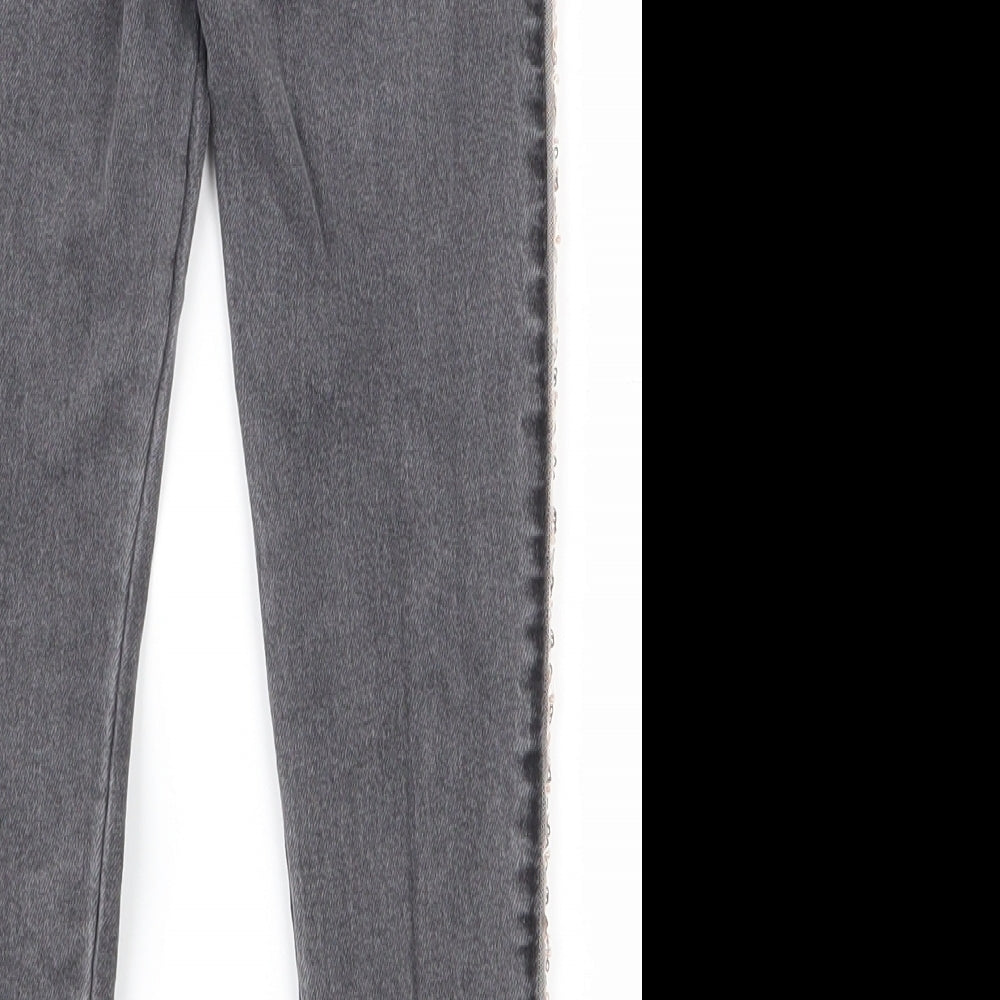 F&F Girls Grey Cotton Skinny Jeans Size 5-6 Years Regular Zip