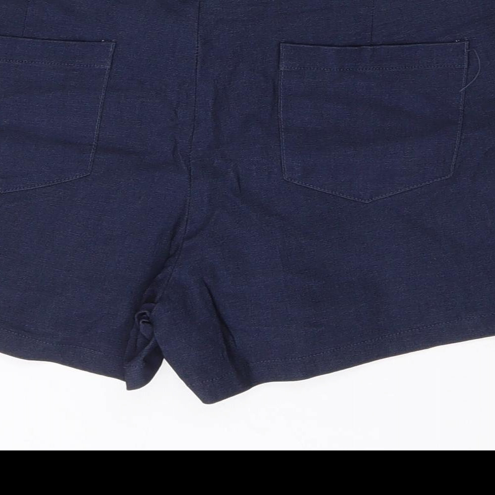 TEMT Womens Blue Polyester Bermuda Shorts Size 14 L3 in Regular Button