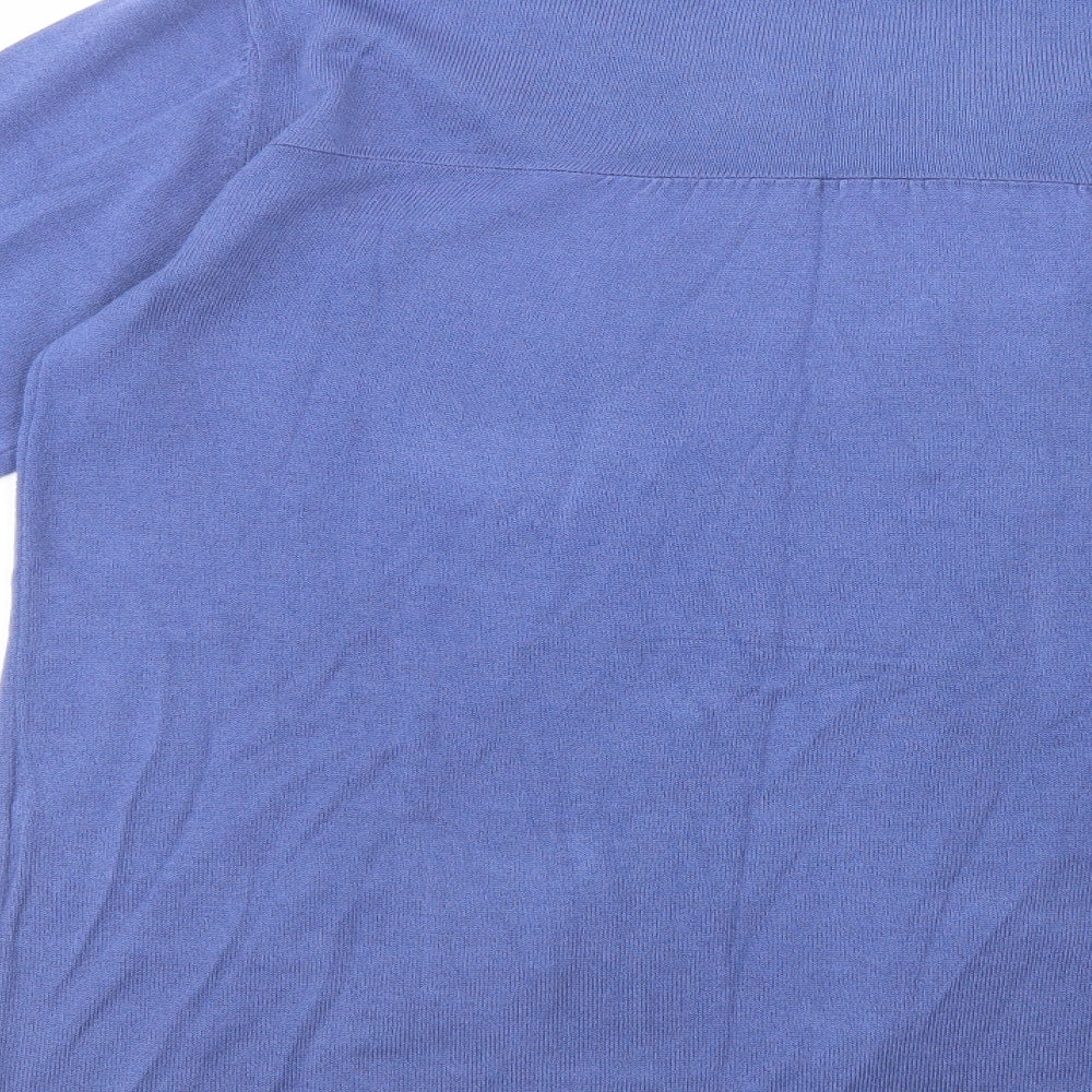 Cashmasoft Womens Blue Collared Acrylic Cardigan Jumper Size XL