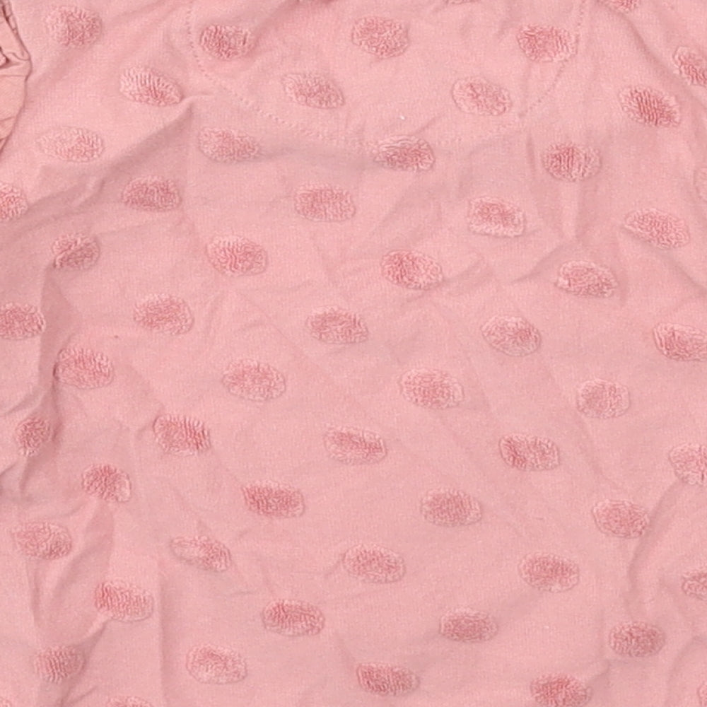 Tesco Girls Pink Polka Dot Cotton Basic T-Shirt Size 9-12 Months Crew Neck Pullover - Minnie Mouse