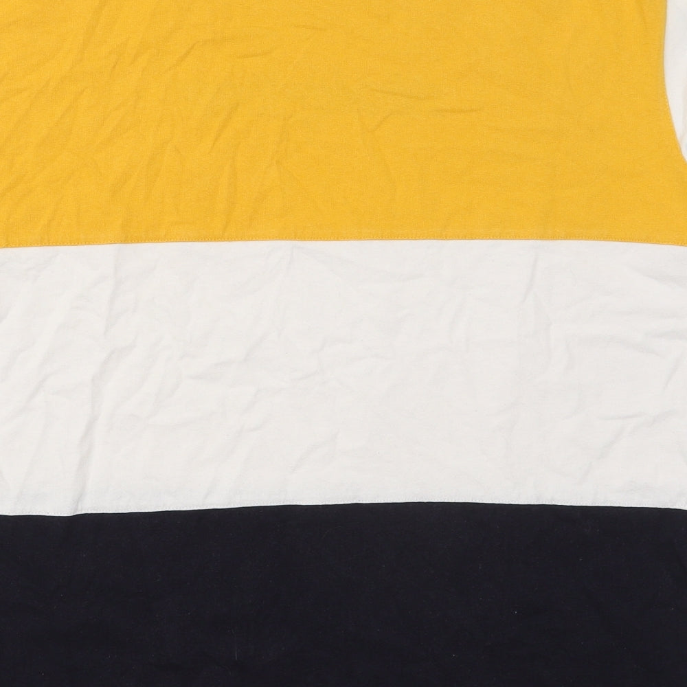 Topman Mens Yellow Colourblock Cotton T-Shirt Size M Crew Neck - Ninety Two Blue
