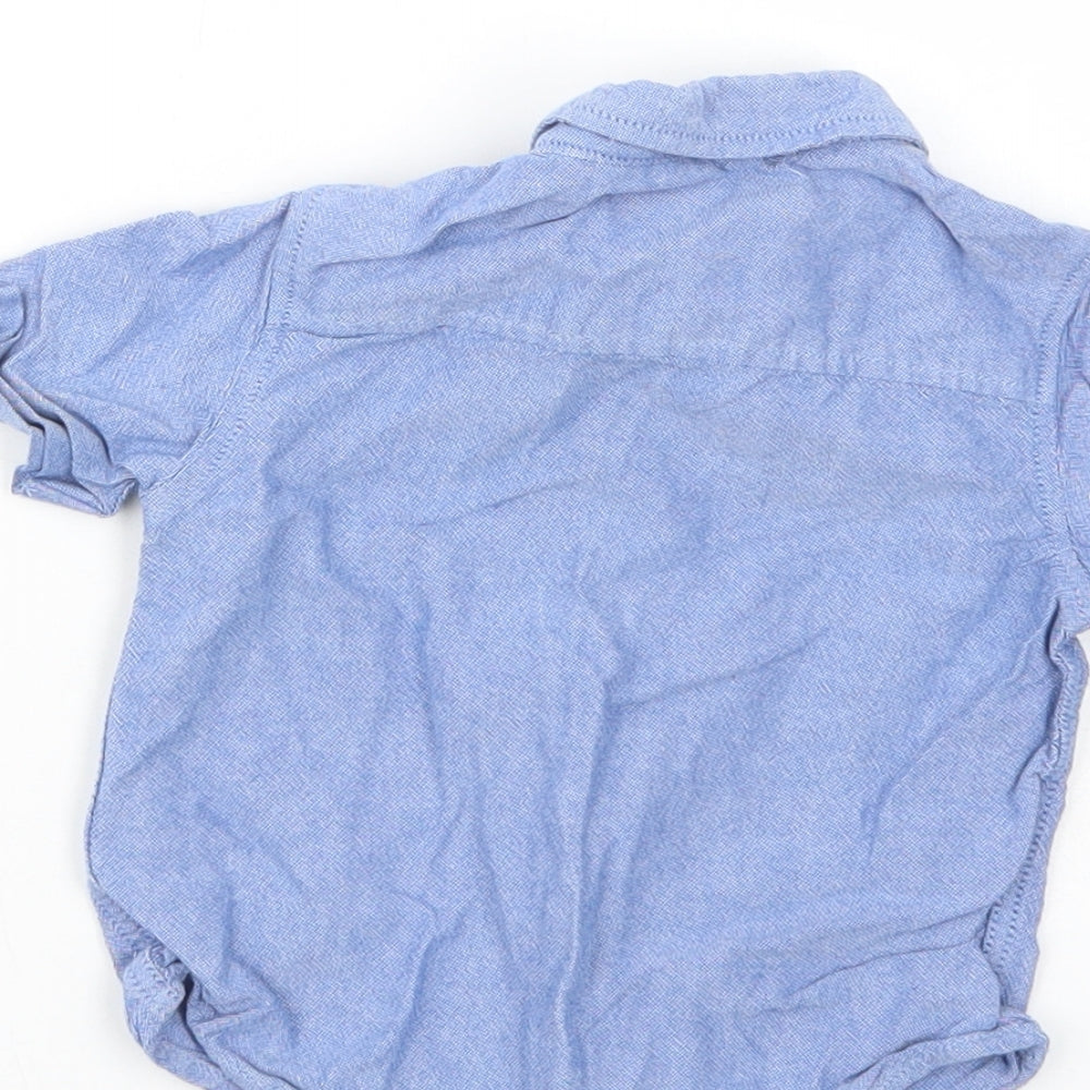 NEXT Baby Blue Cotton Basic Button-Up Size 6-9 Months Collared Button