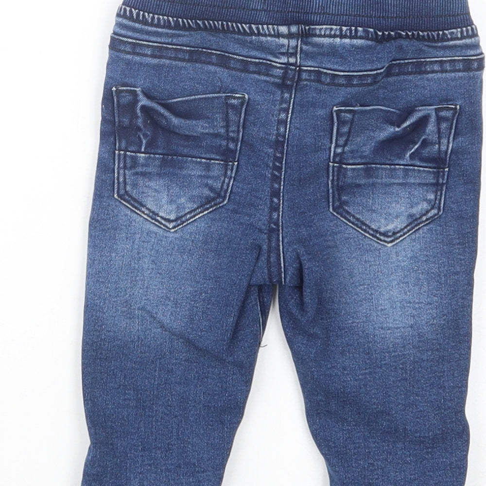 Primark Baby Blue Cotton Jogger Jeans Size 3-6 Months Drawstring