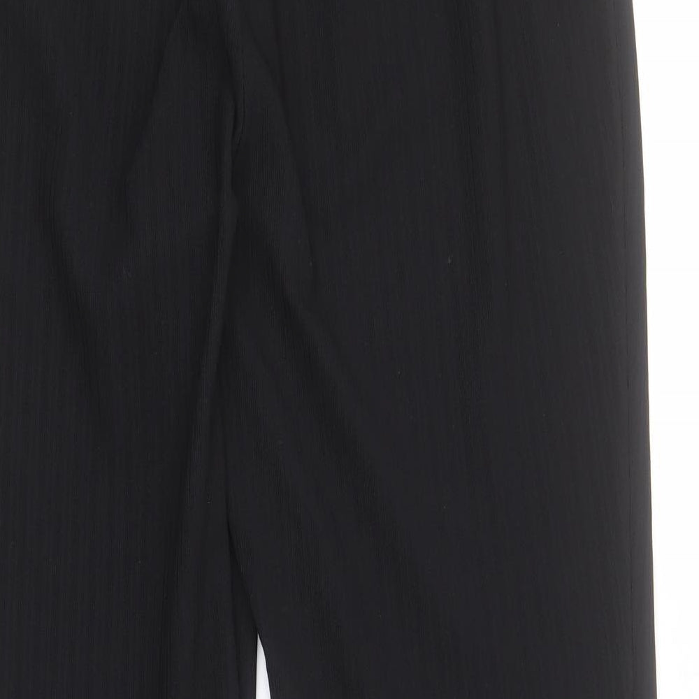 Matalan Womens Black Polyester Cropped Trousers Size 12 L27 in Regular - Ribbed