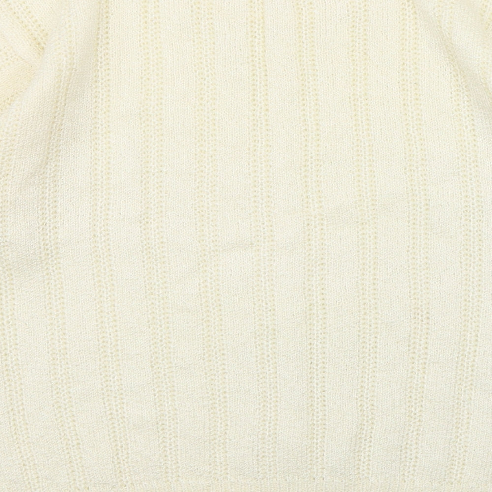 Compliments Womens Beige Round Neck Acrylic Pullover Jumper Size 14