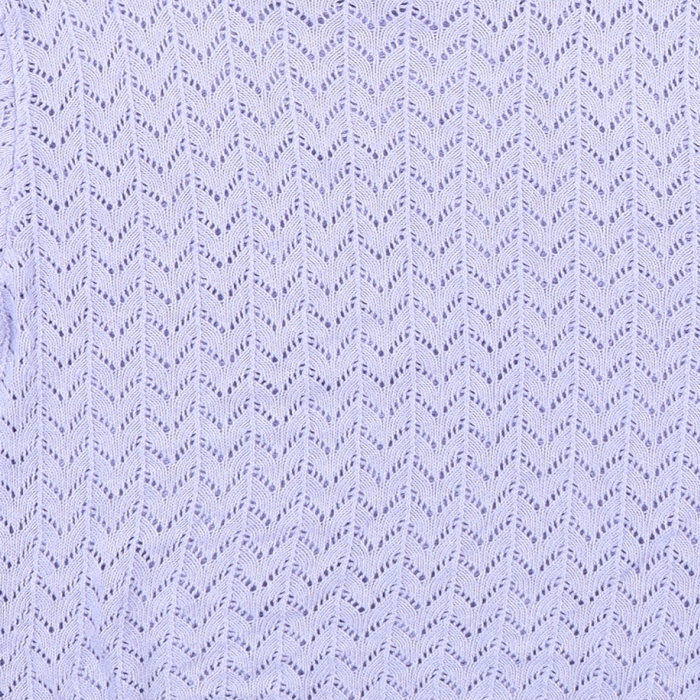 Monique Womens Purple Round Neck Cotton Pullover Jumper Size M