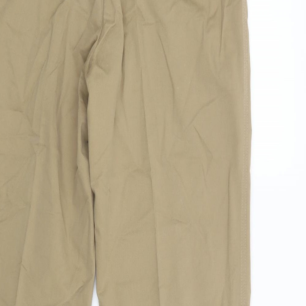 Remus Uomo Mens Beige Cotton Chino Trousers Size 32 in L31 in Regular Button
