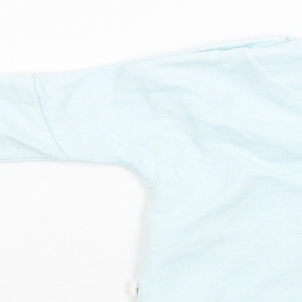 NEXT Baby Blue Cotton Basic Blouse Size Newborn Crew Neck Snap - Snowman
