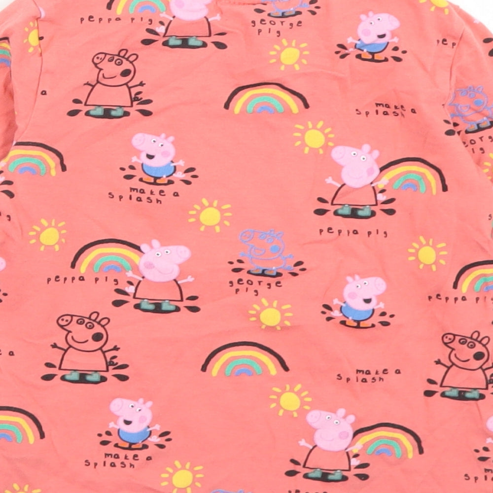 F&F Girls Pink Geometric Cotton Basic T-Shirt Size 4-5 Years Crew Neck - Peppa Pig