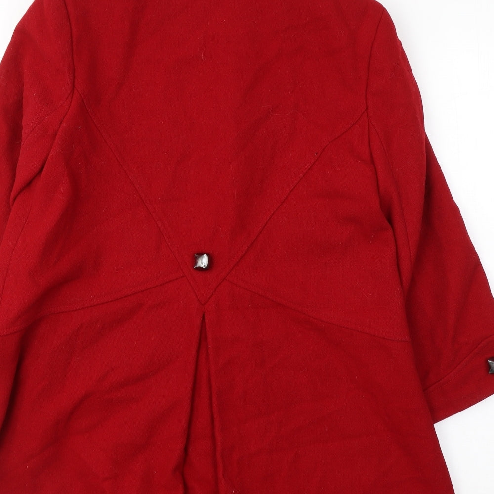 L'ART Womens Red Pea Coat Coat Size 10 Button