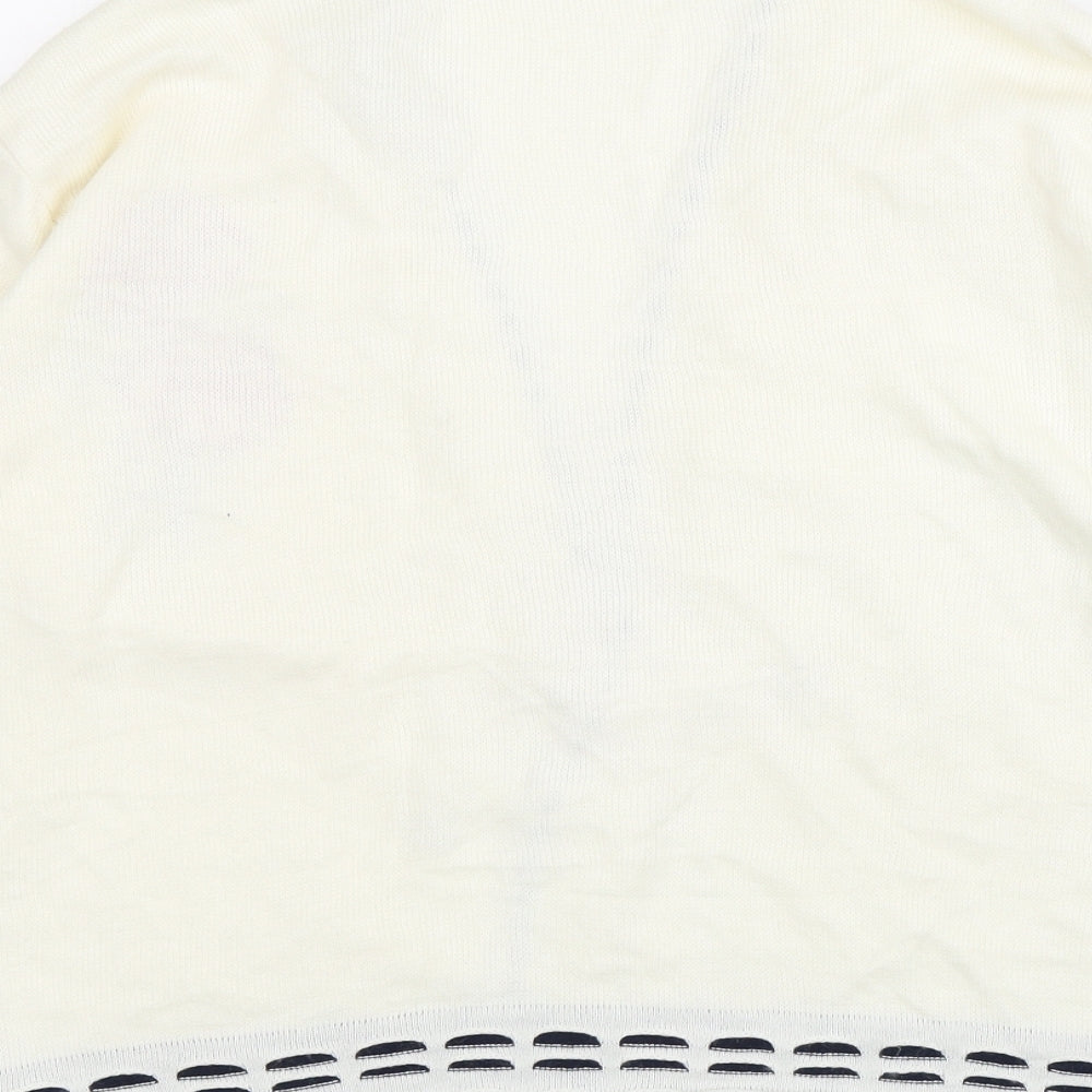 Pure & Natural Womens Beige V-Neck Floral Acrylic Cardigan Jumper Size M