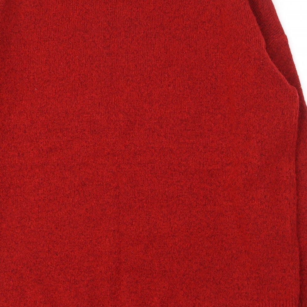 Primark Womens Red Round Neck Acrylic Pullover Jumper Size 10