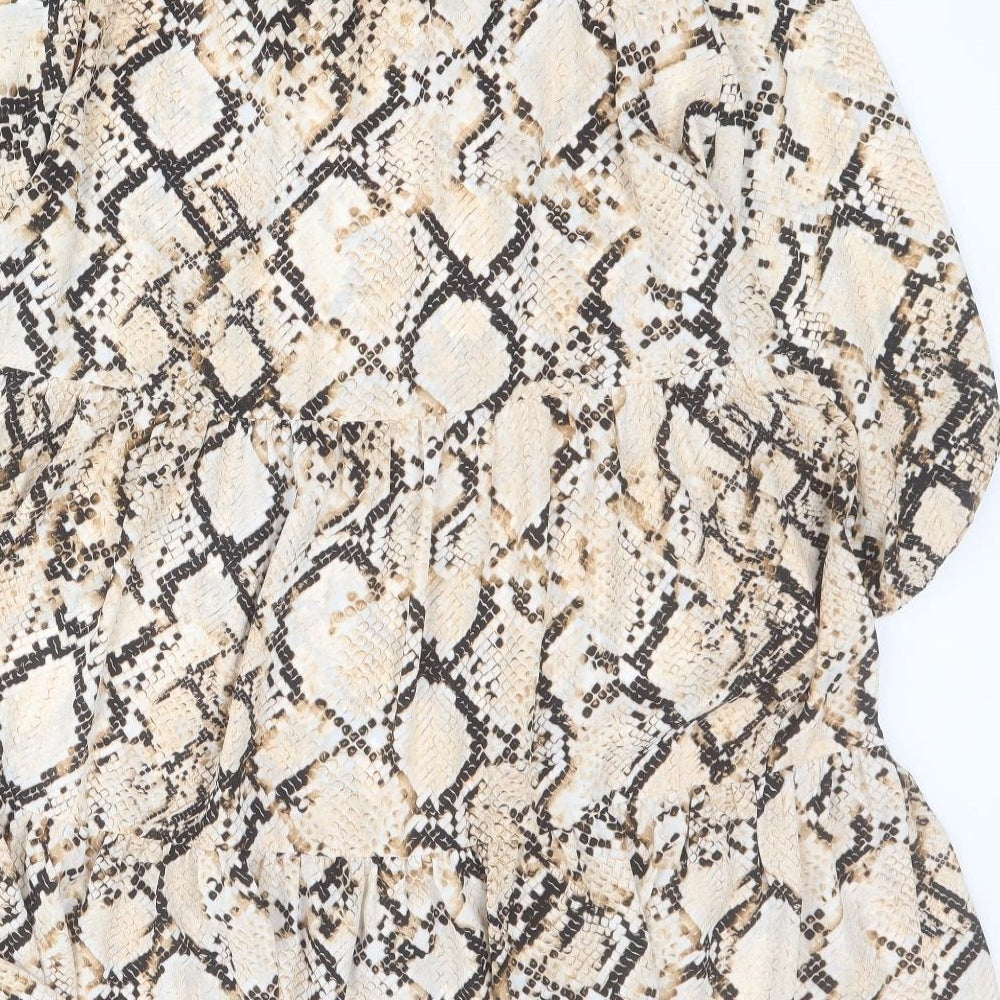 F&F Womens Brown Animal Print Polyester Shift Size 16 V-Neck Pullover