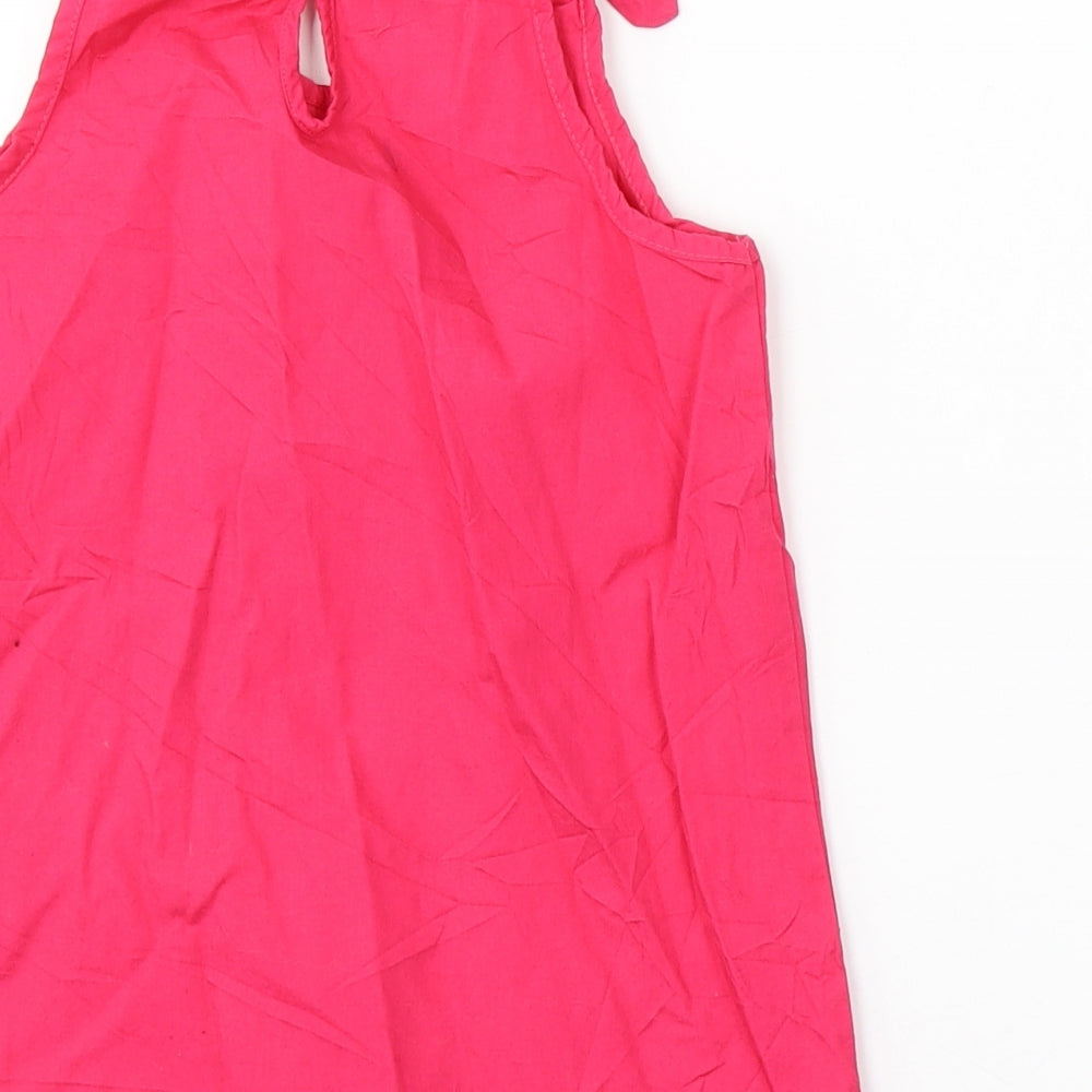 Lily&Dan Girls Pink Cotton Basic Tank Size 7-8 Years Round Neck Pullover