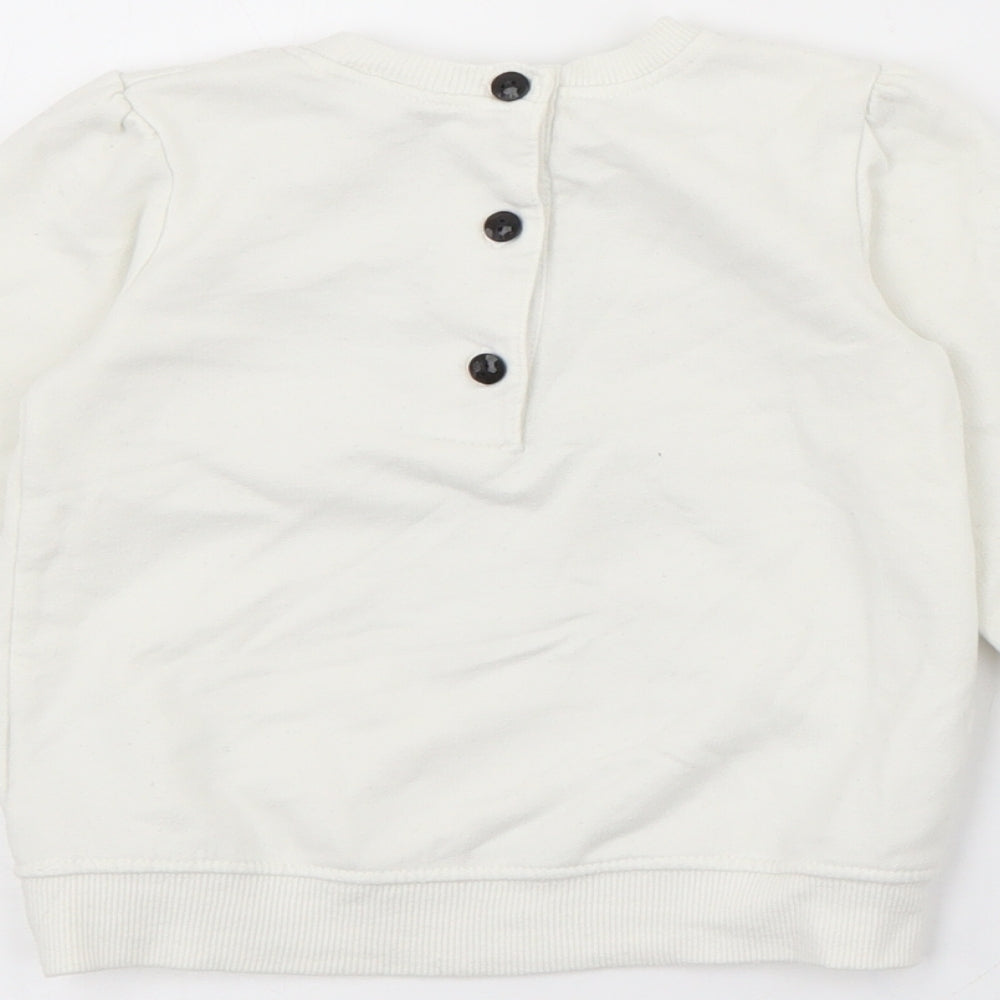 Savannah Girls White Cotton Pullover Jumper Size 9-12 Months Button