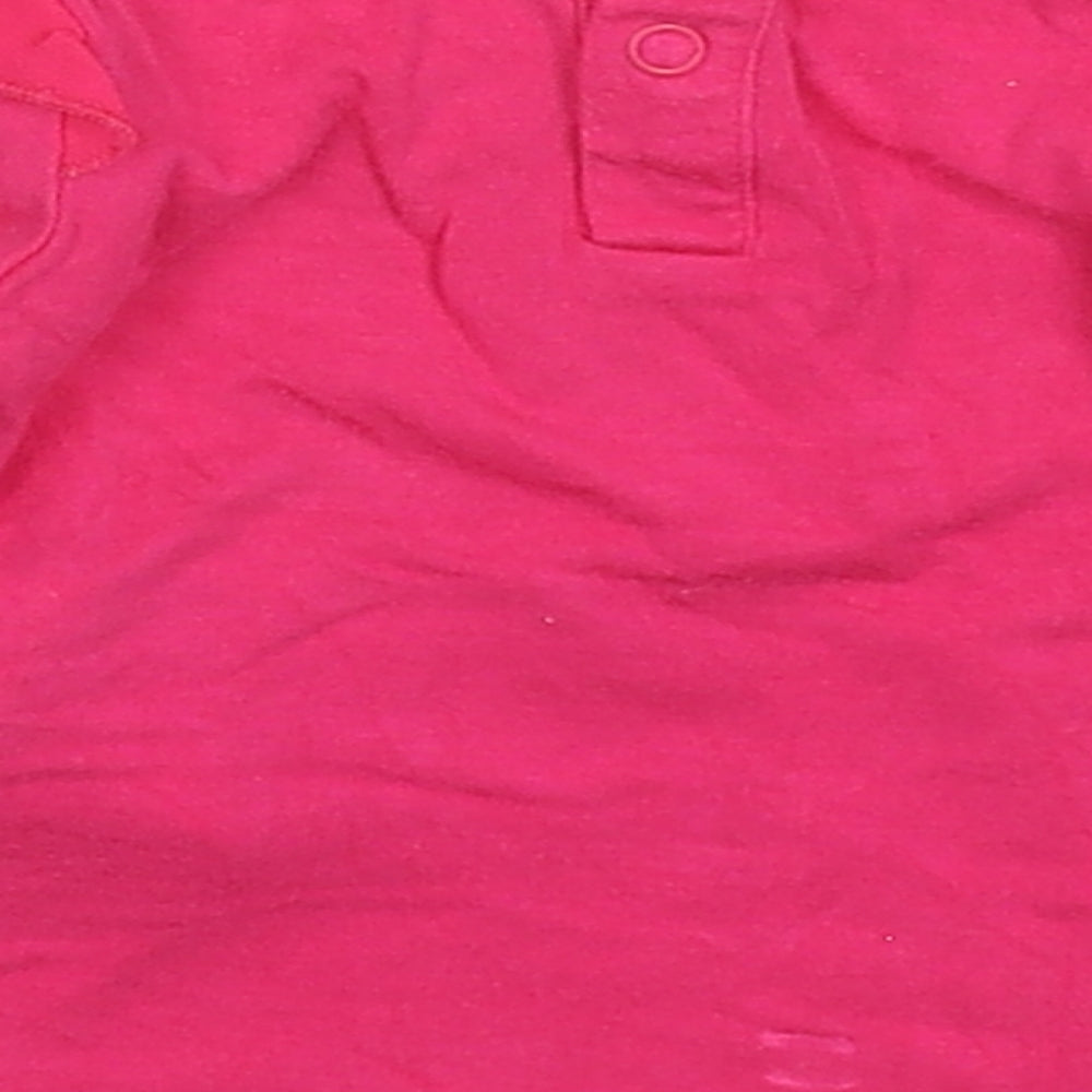 Benetton Girls Pink Vinyl Basic T-Shirt Size 0-3 Months Crew Neck Pullover - Lovely Deer