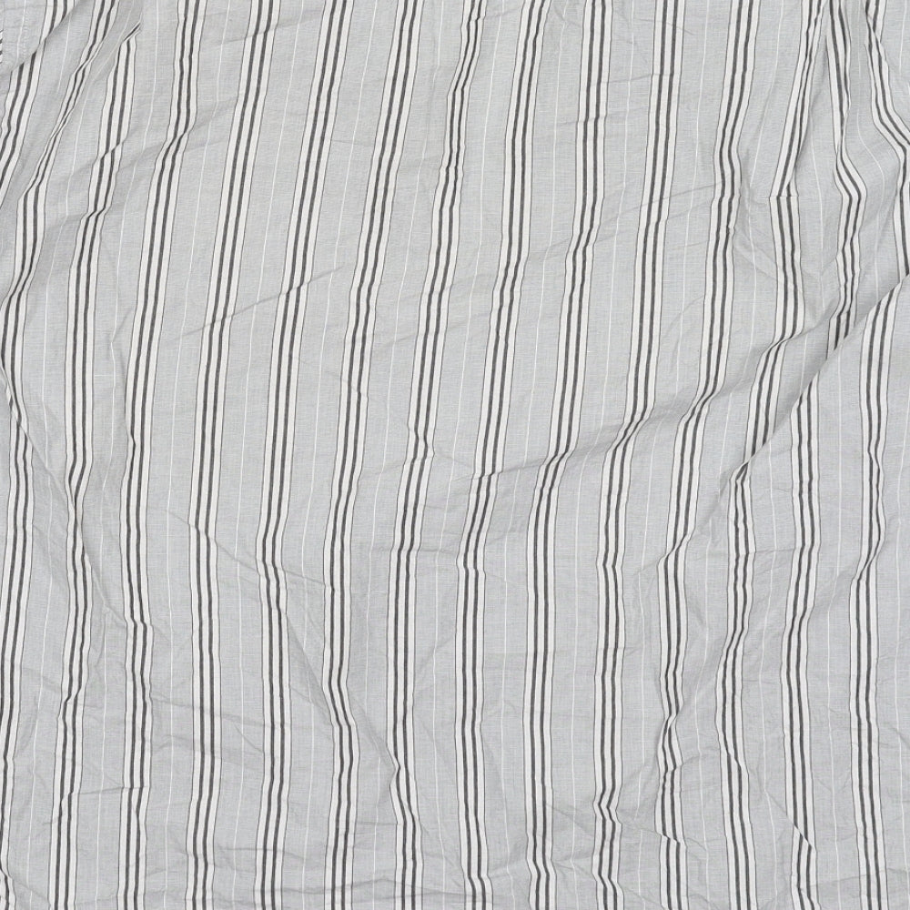 Piermont Mens Grey Striped Cotton Button-Up Size L Collared Button