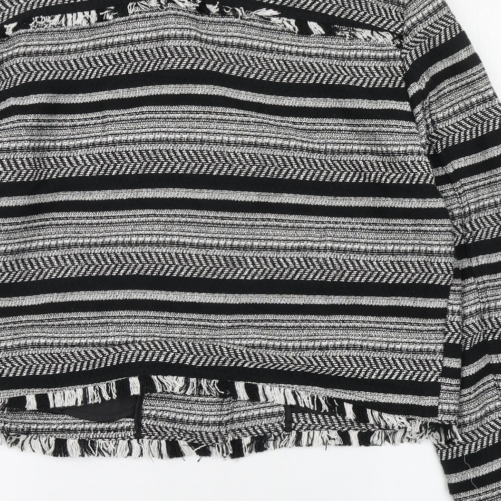H&M Womens Black Striped Jacket Size 16 Zip