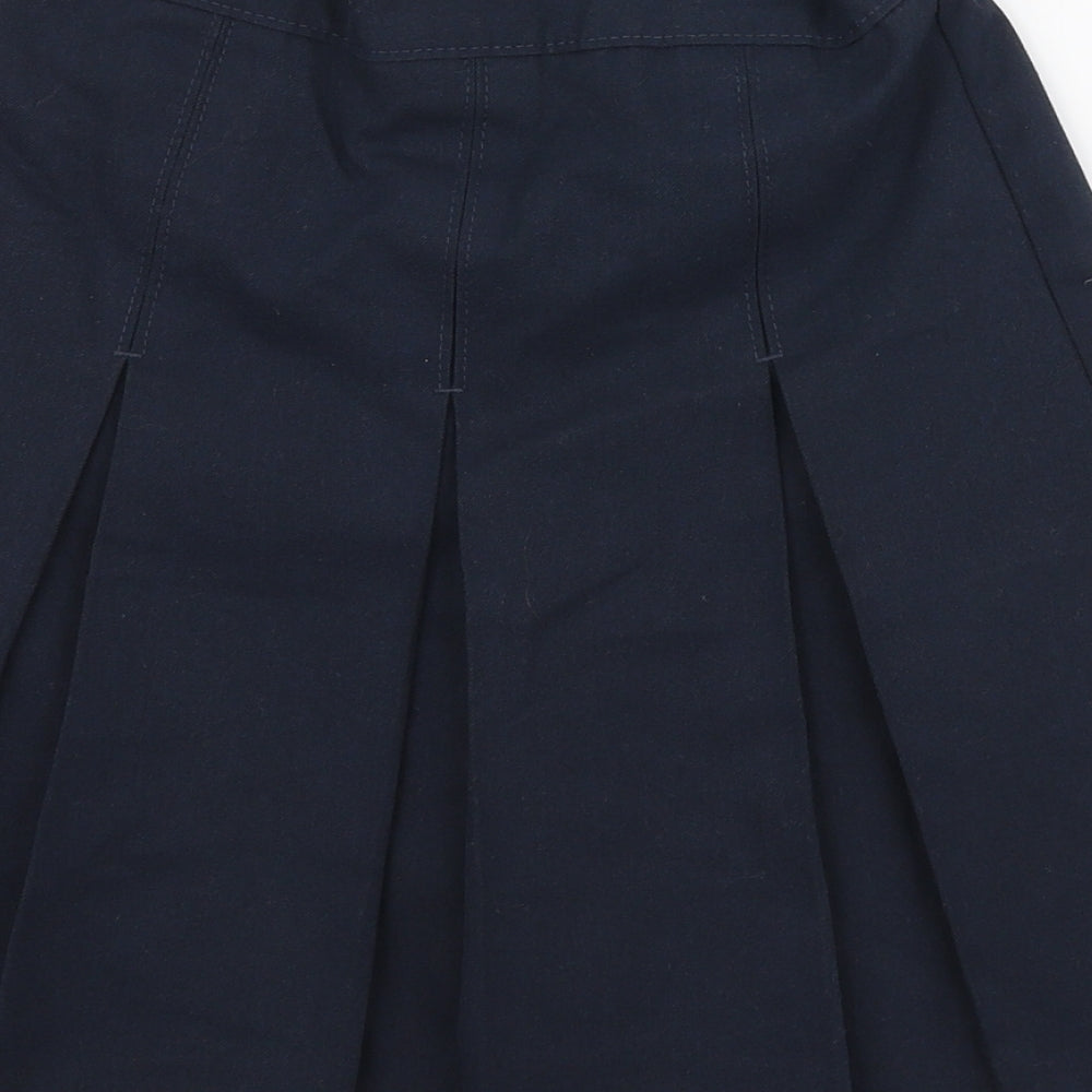 Marks and Spencer Girls Blue Polyester Pleated Skirt Size 8-9 Years Regular Zip