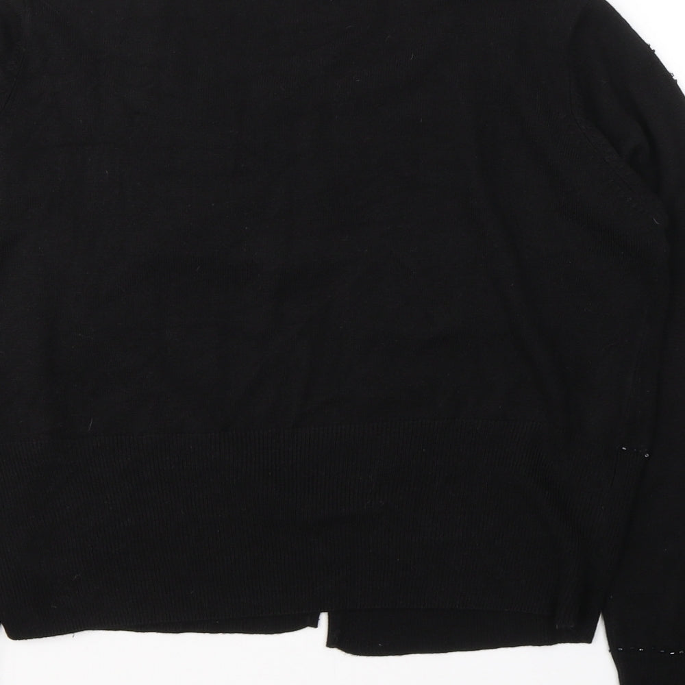 Marks and Spencer Womens Black Round Neck Acrylic Cardigan Jumper Size 14