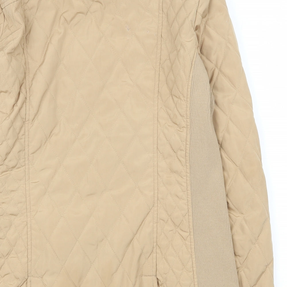 Per Una Womens Beige Quilted Coat Size 12 Zip