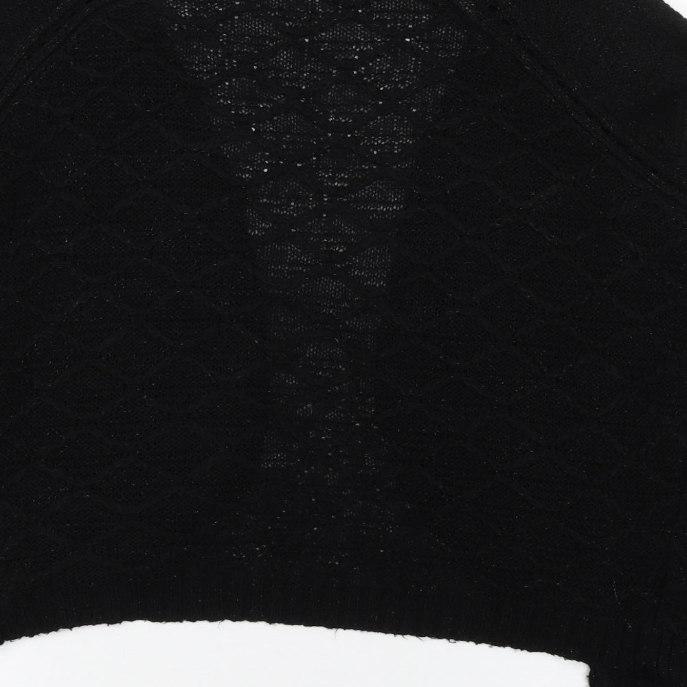 TU Womens Black V-Neck Acrylic Cardigan Jumper Size 12