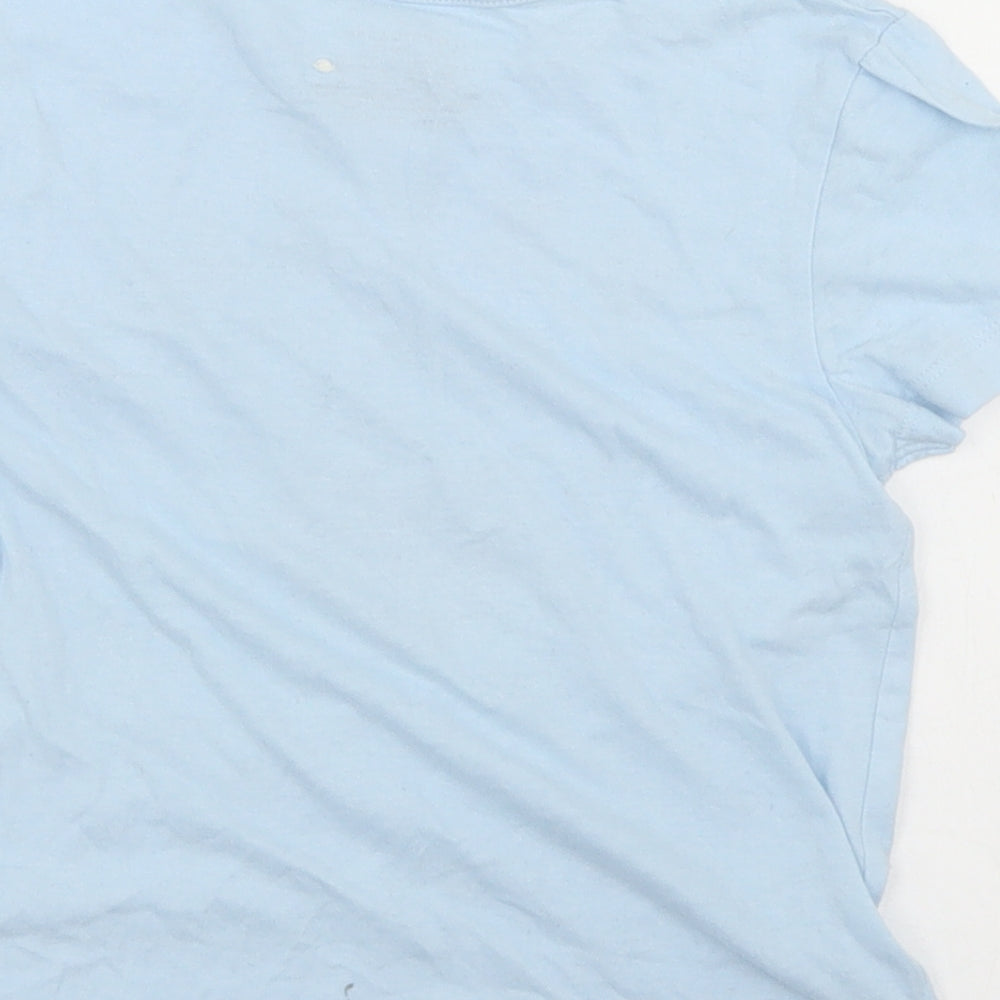 Primark Girls Blue Cotton Basic T-Shirt Size 5-6 Years Crew Neck - Dream