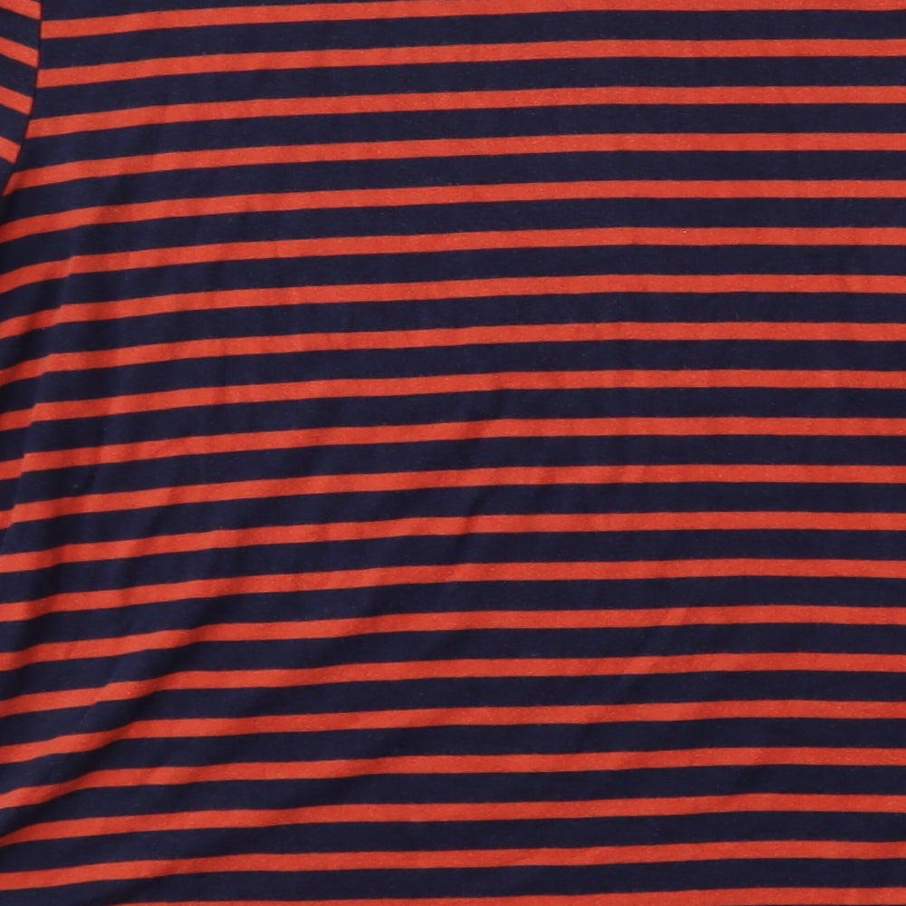 Arabella & Addison Womens Multicoloured Striped Cotton Basic T-Shirt Size XL Round Neck