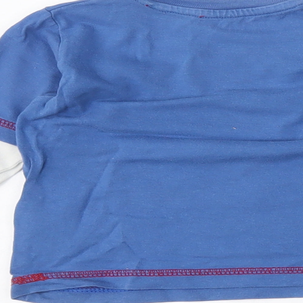 Dunnes Stores Boys Blue Cotton Basic T-Shirt Size 9-12 Months Round Neck