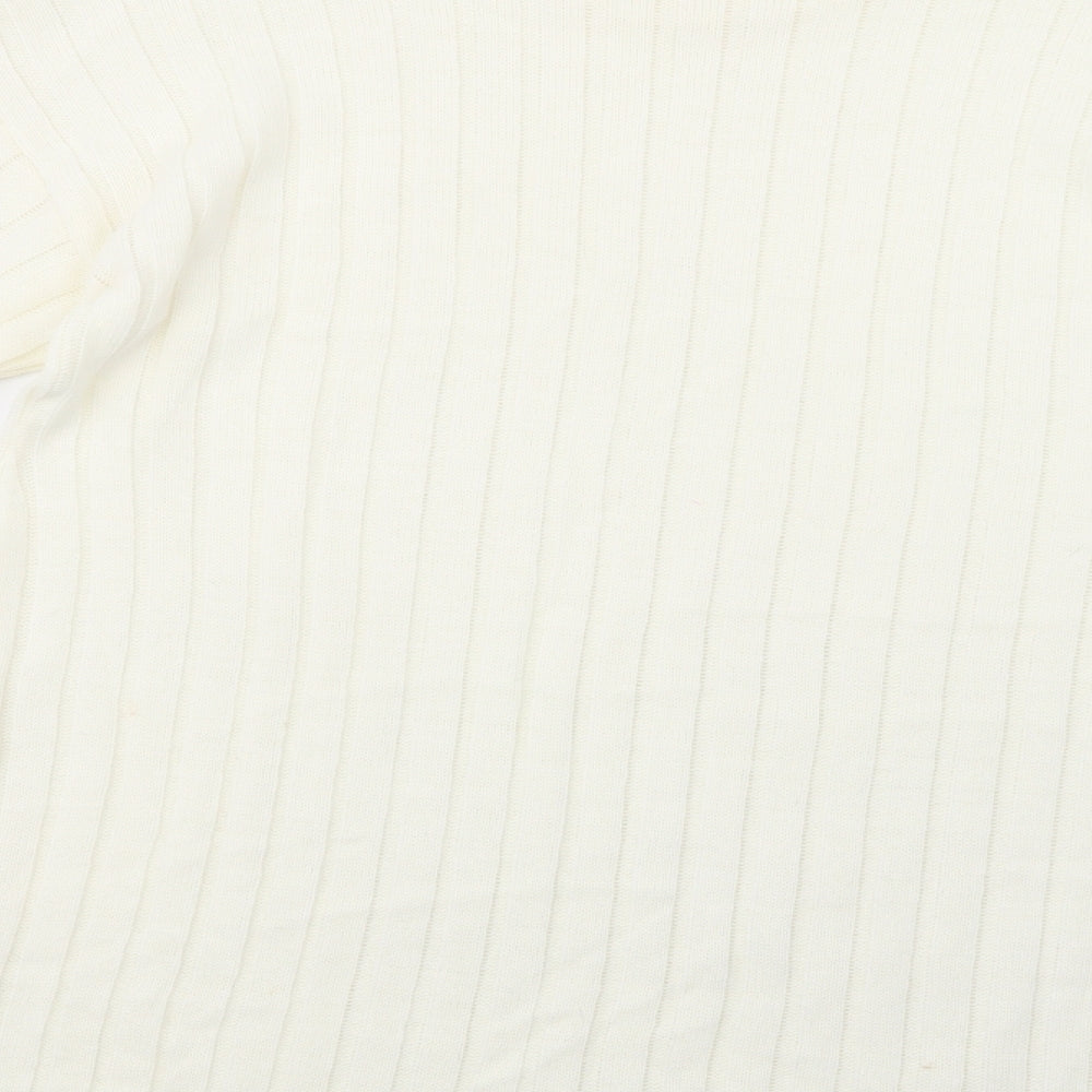 Boohoo Womens Ivory Mock Neck Acrylic Tunic Jumper Size M