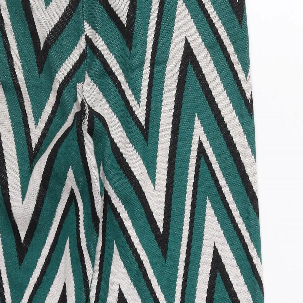 VERO MODA Womens Green Geometric Viscose Trousers Size S L26 in Regular