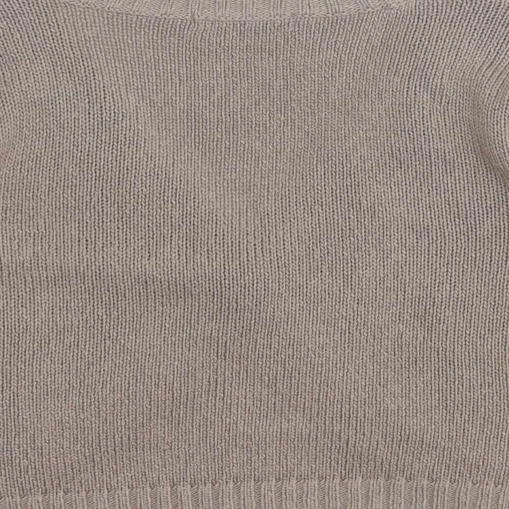 Marks and Spencer Womens Brown V-Neck Acrylic Cardigan Jumper Size 14