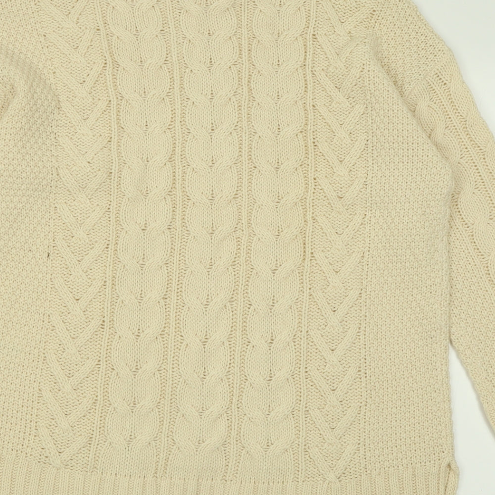 M&Co Womens Beige Acrylic Jumper Dress Size M High Neck Pullover
