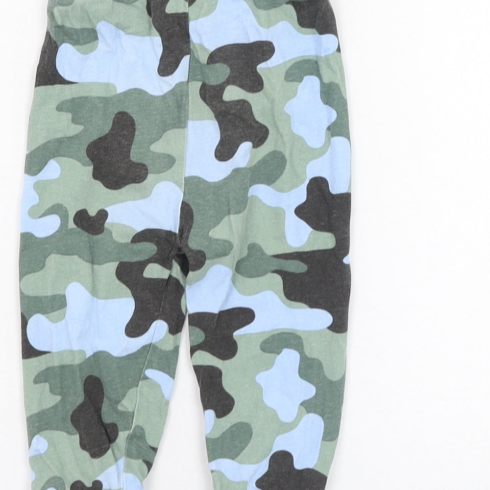Peacocks Boys Green Camouflage Cotton Jogger Trousers Size 9-12 Months Pullover