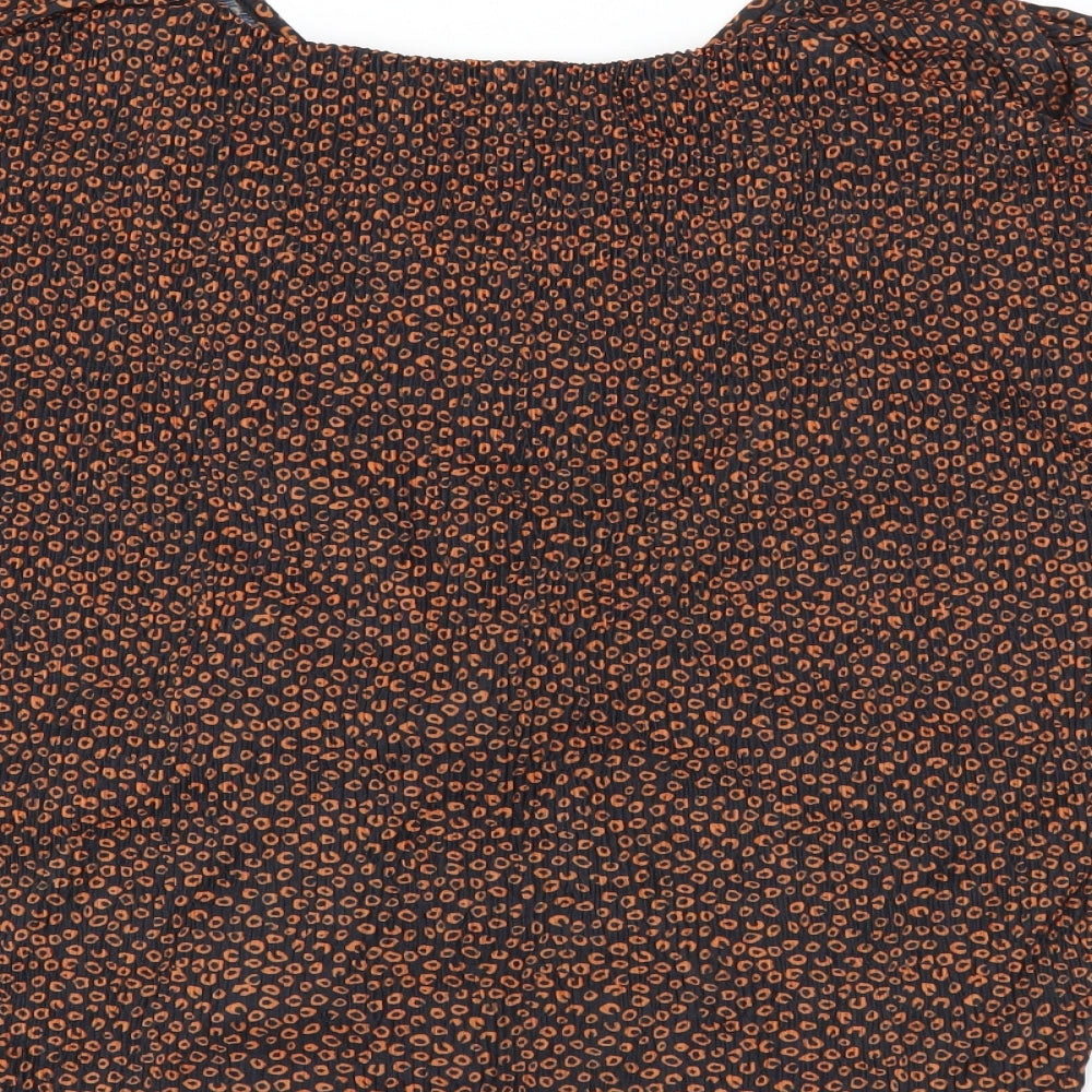 Marks and Spencer Womens Black Geometric Polyester Basic Blouse Size 12 V-Neck