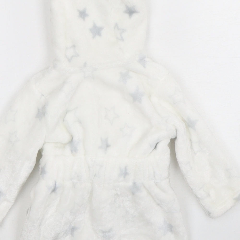 George Girls White Geometric Polyester Kimono Gown Size 3-6 Months Tie