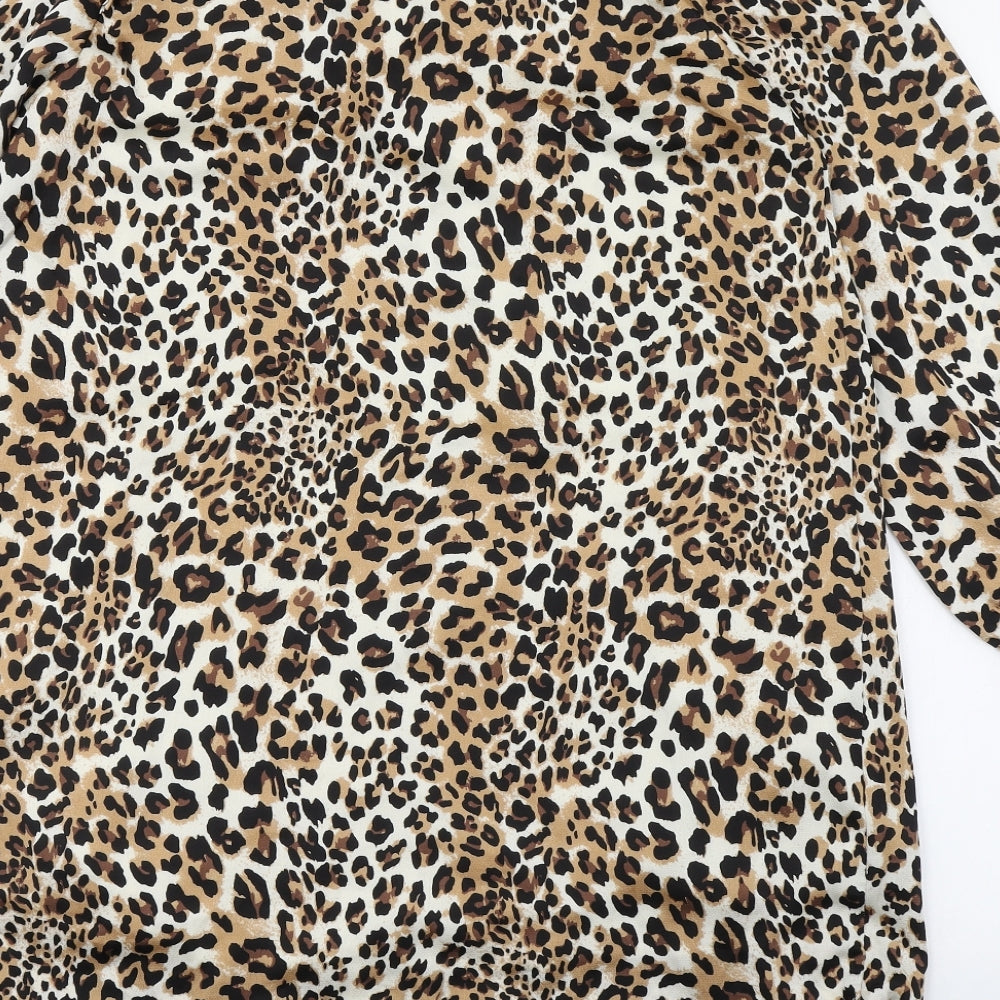 L'Atelier du Vin Womens Brown Animal Print Polyester A-Line Size S V-Neck Pullover