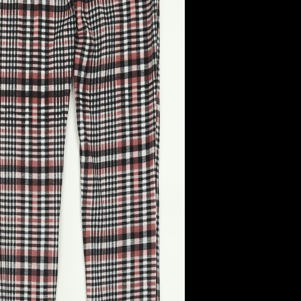 SheIn Womens Pink Check Polyester Trousers Size S L28 in Regular