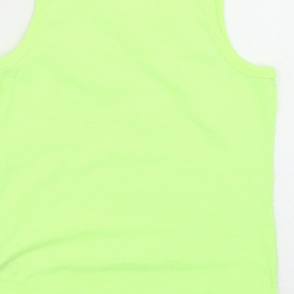 NEXT Boys Yellow Cotton Basic Tank Size 6 Years Round Neck - Chest Pocket, Neon