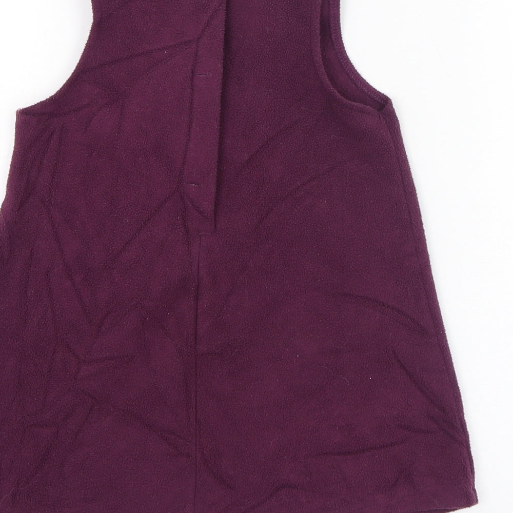 George Girls Purple Polyester Pinafore/Dungaree Dress Size 6-9 Months Round Neck Button - Flower, Fleece