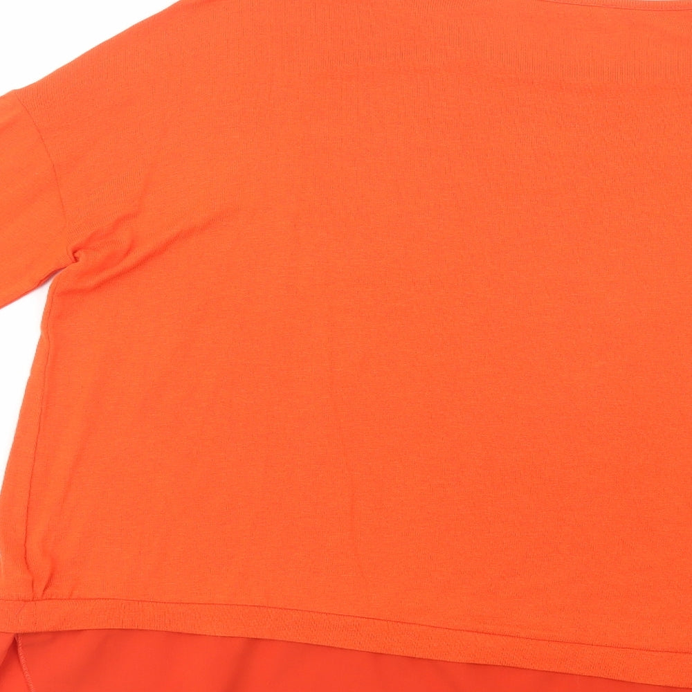 Gallery Womens Orange Boat Neck Viscose Pullover Jumper Size 16