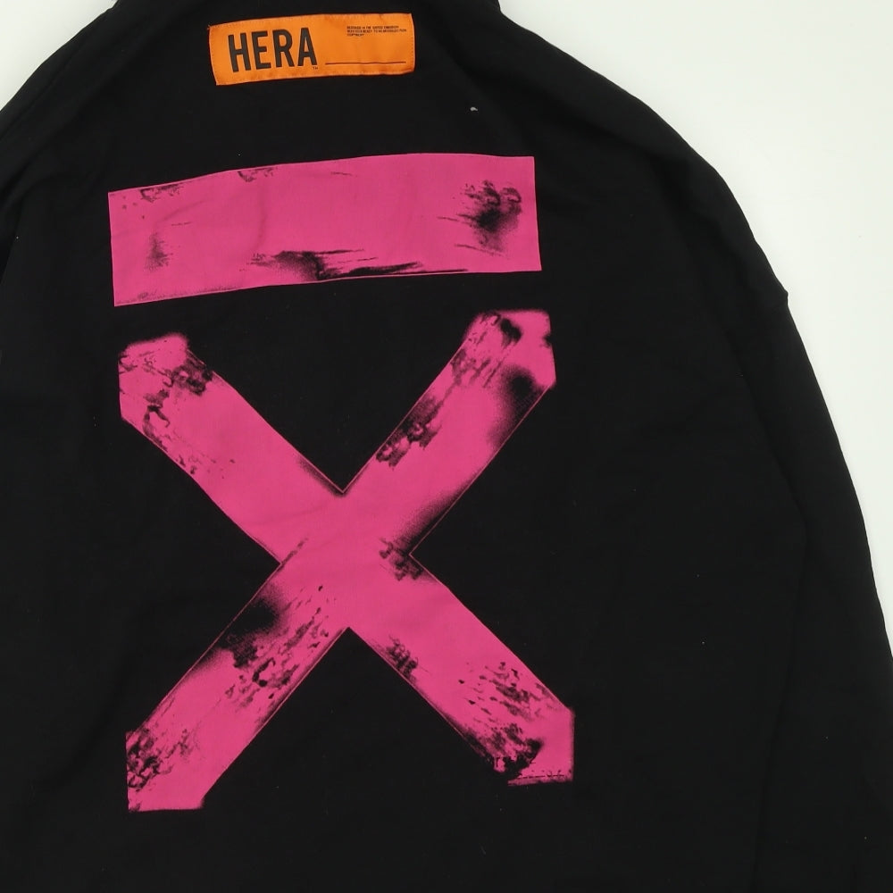 Hera Mens Black Cotton Pullover Hoodie Size M
