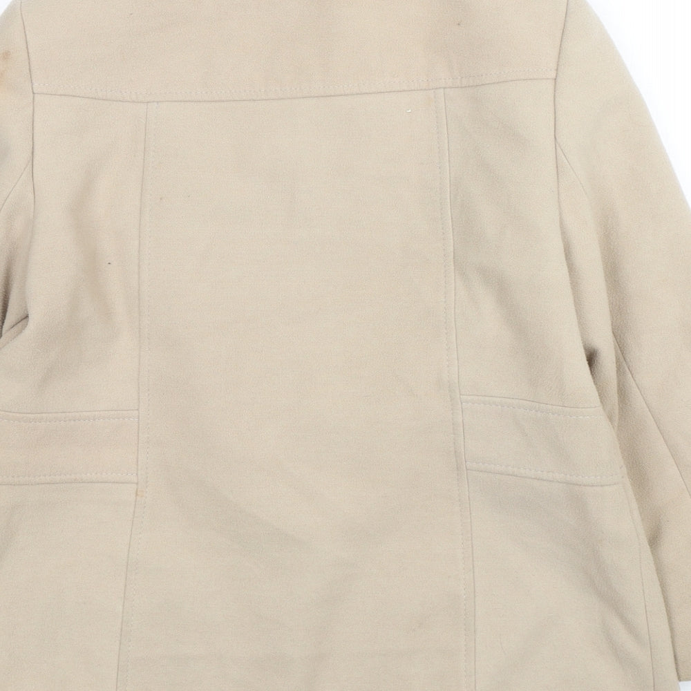 BHS Womens Beige Overcoat Coat Size 12 Button