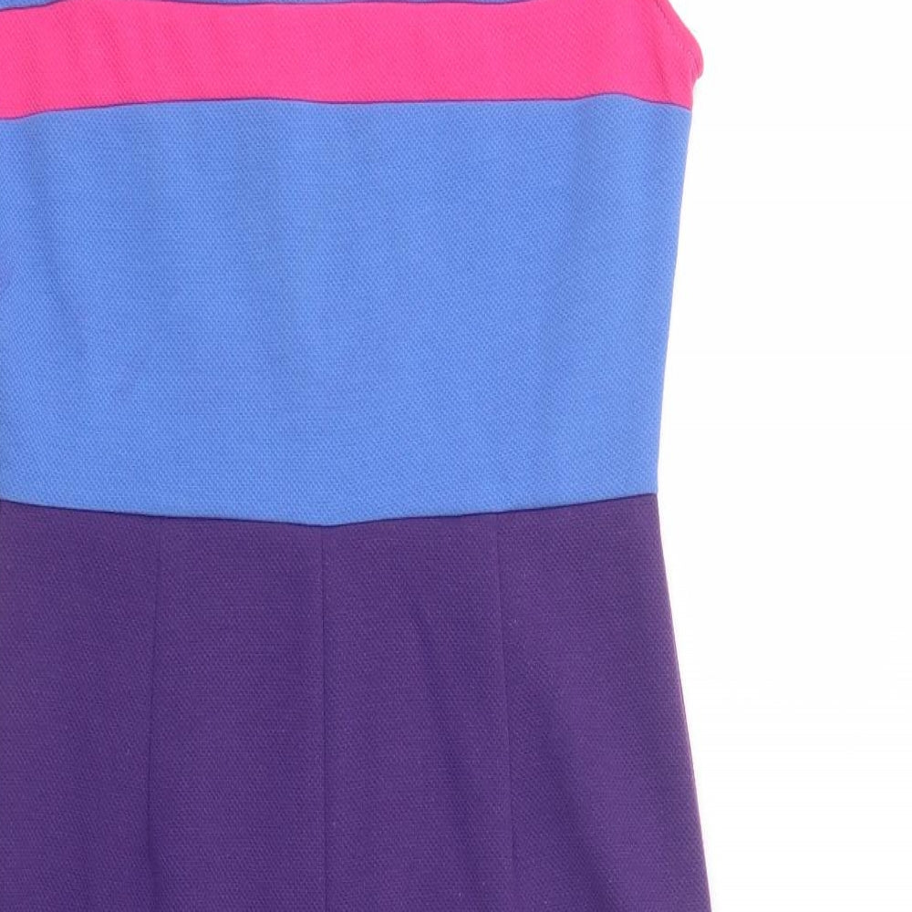 Collection London Womens Purple Striped Polyester Pencil Dress Size 12 Boat Neck Zip