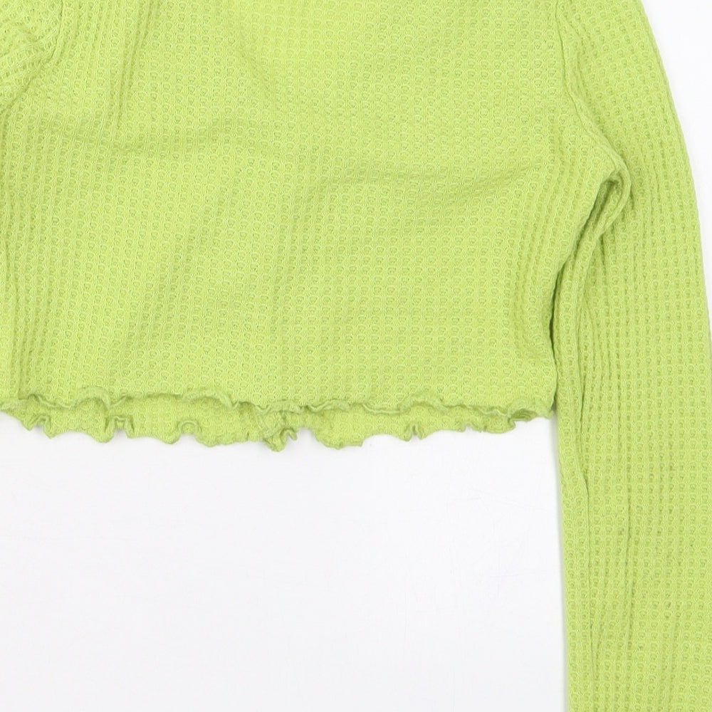 SheIn Womens Green V-Neck Polyester Cardigan Jumper Size M