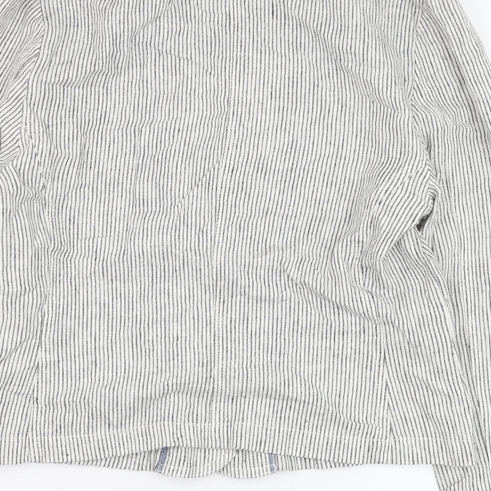 Marks and Spencer Womens Ivory Striped Jacket Blazer Size 12 Button