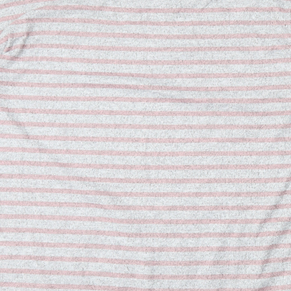 Bonmarché Womens Grey Mock Neck Striped Polyester Pullover Jumper Size 16