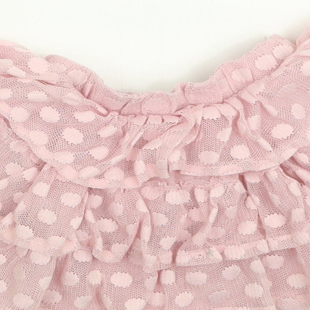George Girls Pink Polka Dot Polyester A-Line Skirt Size 9-12 Months Pull On