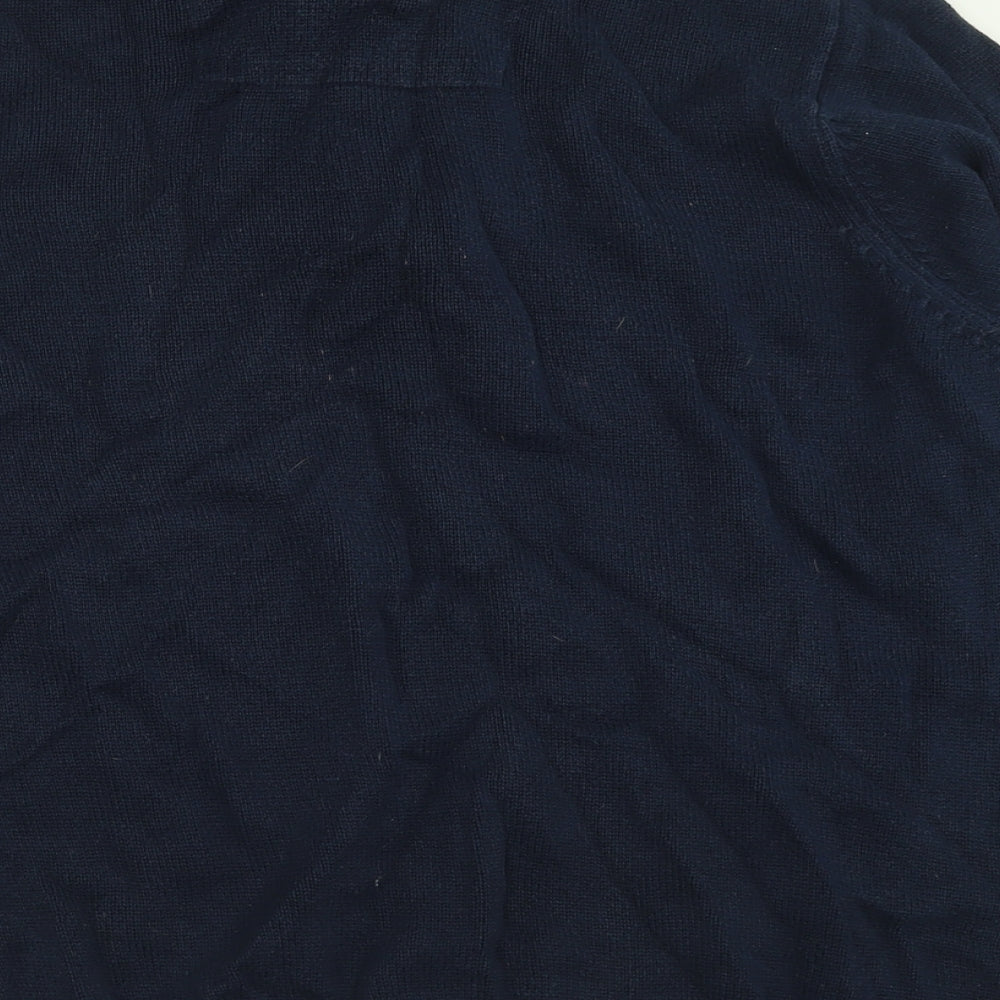 Blue Harbour Mens Blue High Neck Cotton Pullover Jumper Size L
