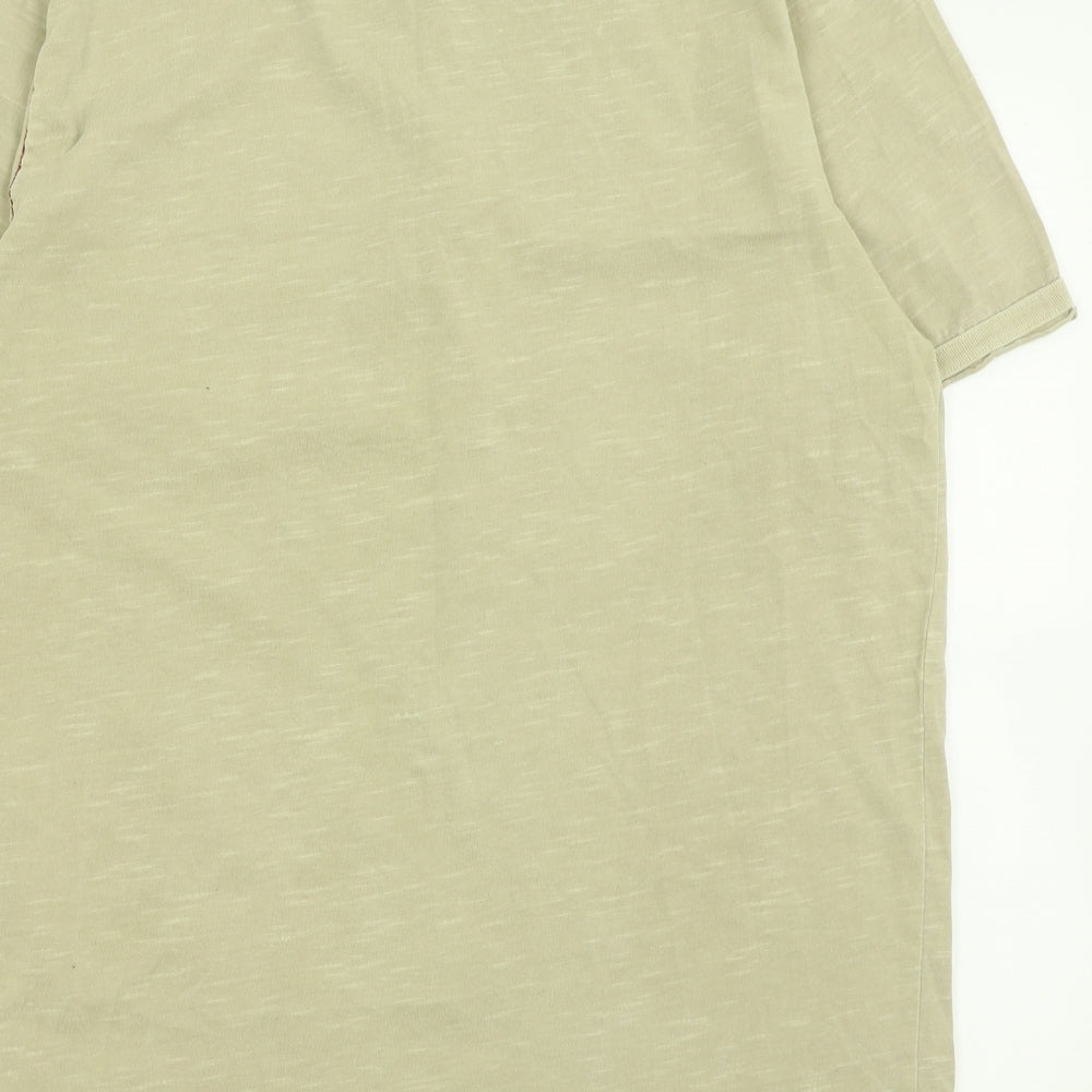 Debenhams Mens Green Cotton Polo Size L Collared Button